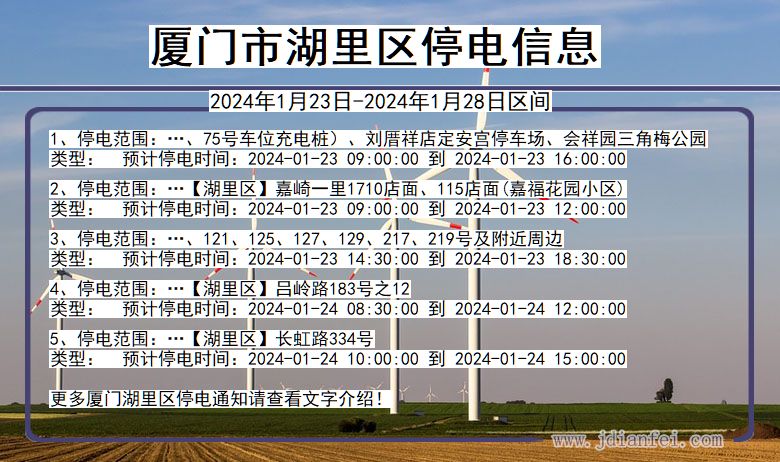 福建省厦门湖里停电通知