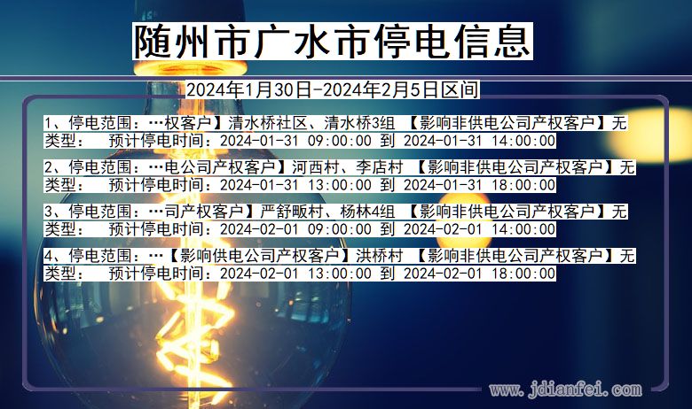 湖北省随州广水停电通知