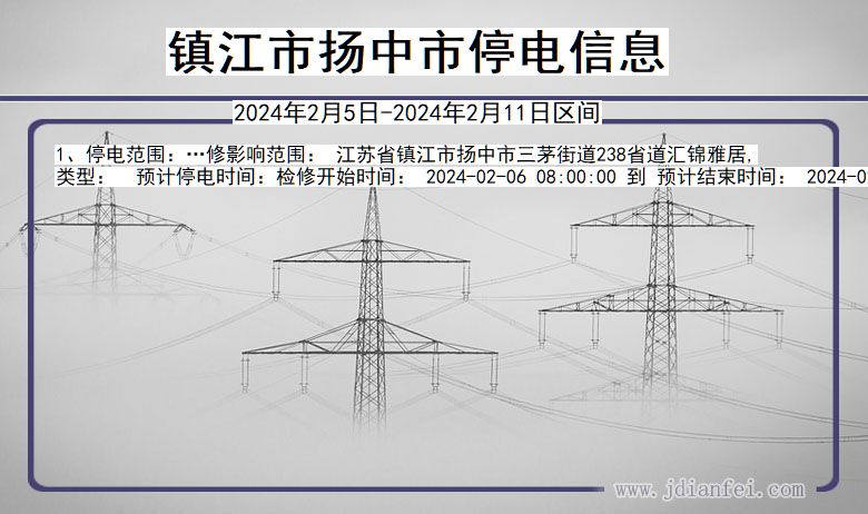 江苏省镇江扬中停电通知