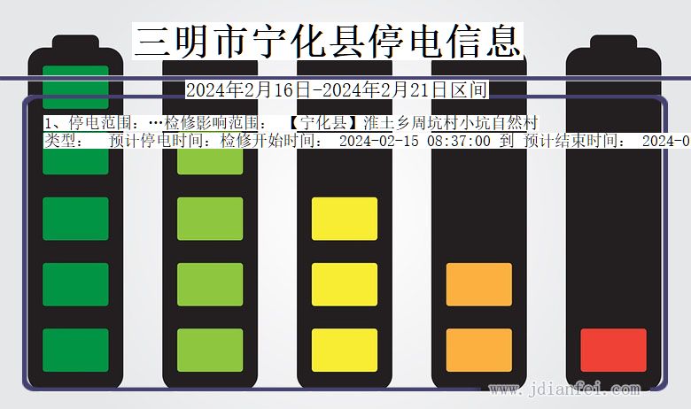 福建省三明宁化停电通知