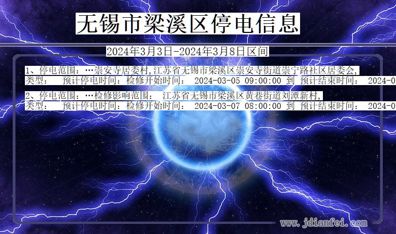 江苏省无锡梁溪停电通知