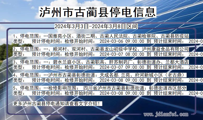 四川省泸州古蔺停电通知