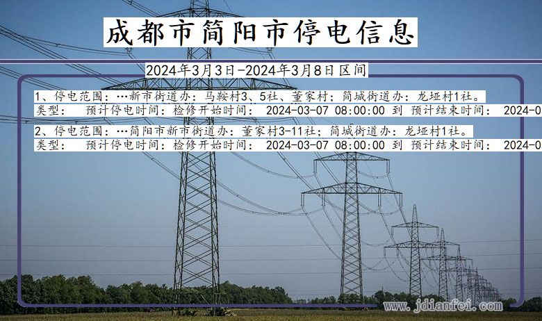 四川省成都简阳停电通知