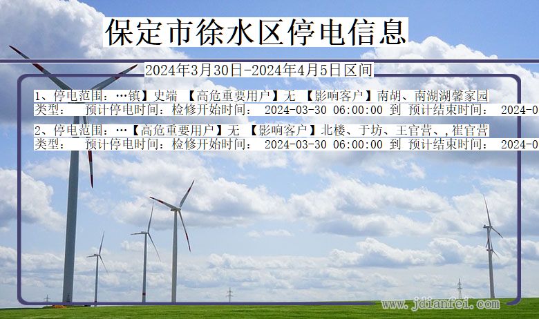 河北省保定徐水停电通知