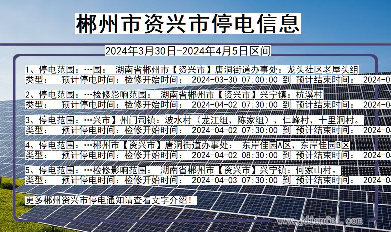 湖南省郴州资兴停电通知