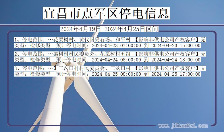 湖北省宜昌点军停电通知