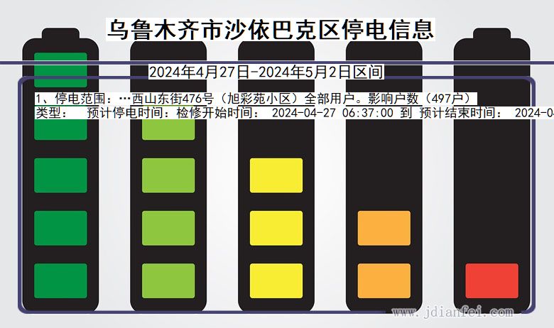 新疆维吾尔自治区乌鲁木齐沙依巴克停电通知