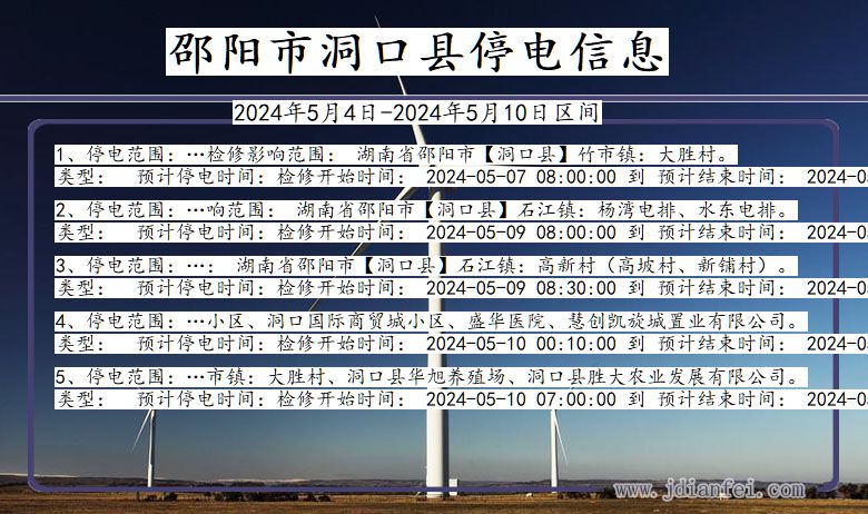 湖南省邵阳洞口停电通知