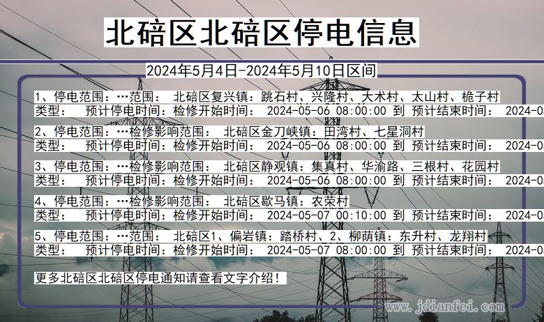 重庆市北碚区北碚停电通知