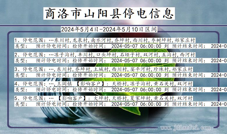 陕西省商洛山阳停电通知