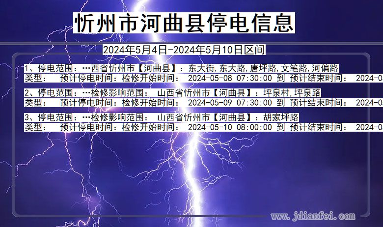 山西省忻州河曲停电通知