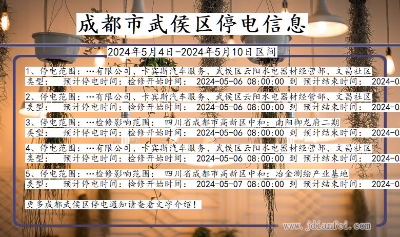 四川省成都武侯停电通知