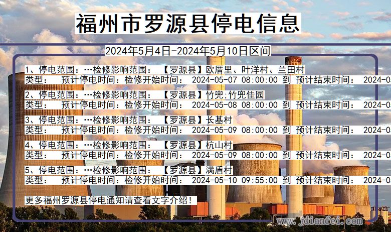 福建省福州罗源停电通知