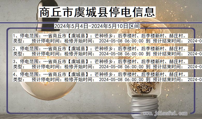 河南省商丘虞城停电通知