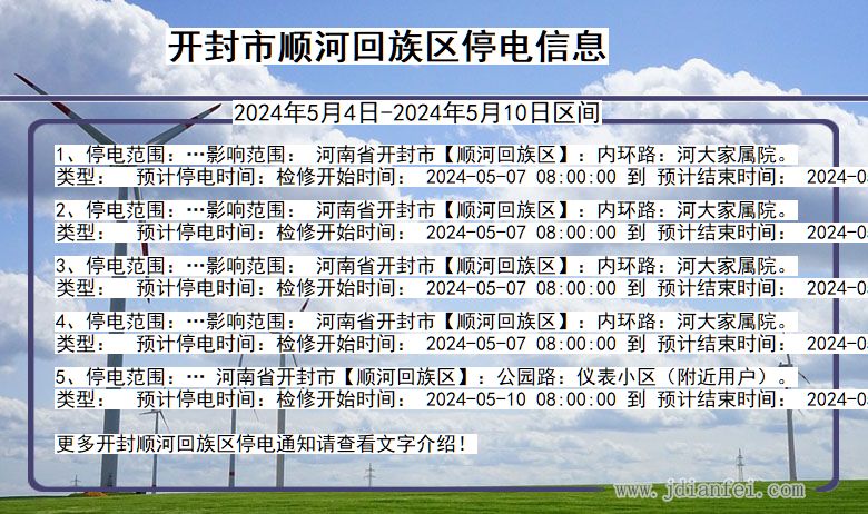 河南省开封顺河回族停电通知