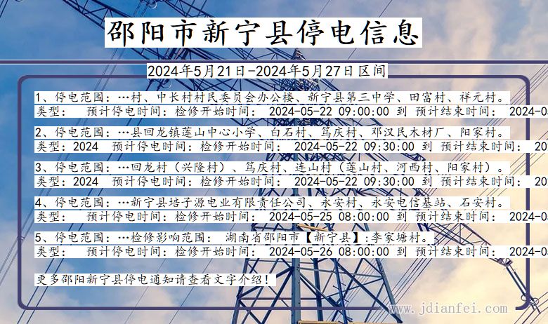 湖南省邵阳新宁停电通知