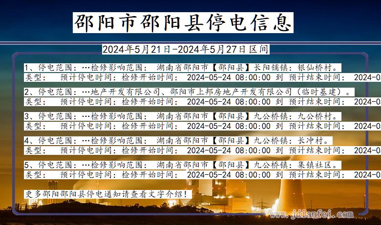 湖南省邵阳邵阳停电通知