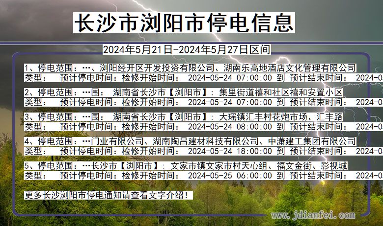 湖南省长沙浏阳停电通知