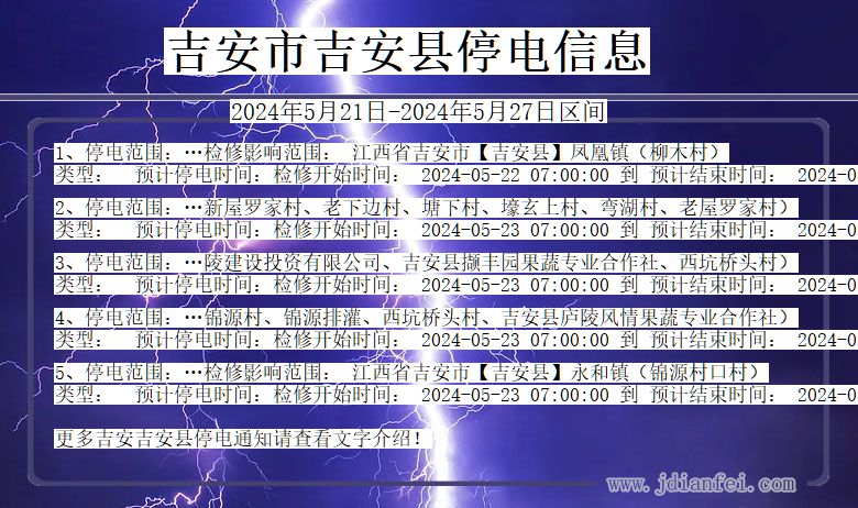 江西省吉安吉安停电通知