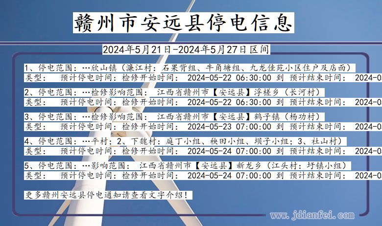 江西省赣州安远停电通知