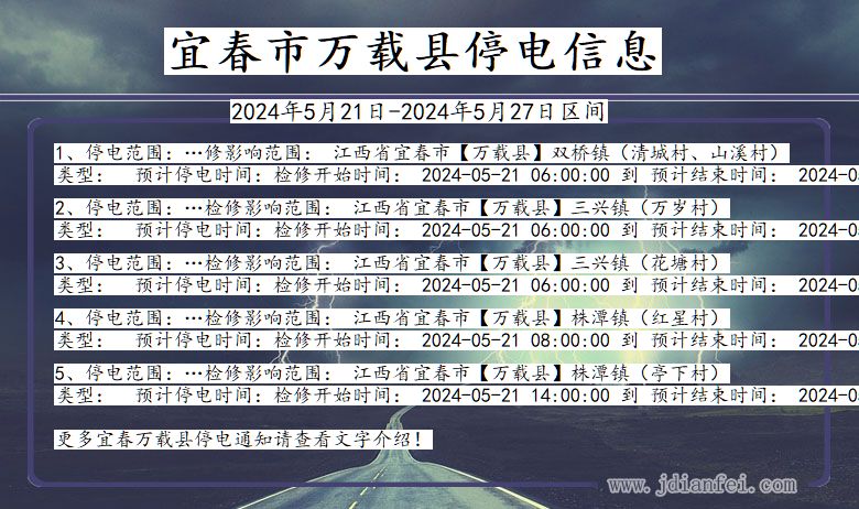 江西省宜春万载停电通知