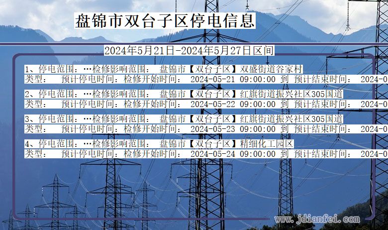 辽宁省盘锦双台子停电通知