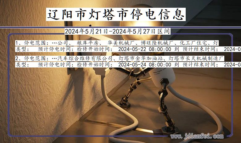 辽宁省辽阳灯塔停电通知