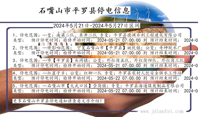 宁夏回族自治区石嘴山平罗停电通知