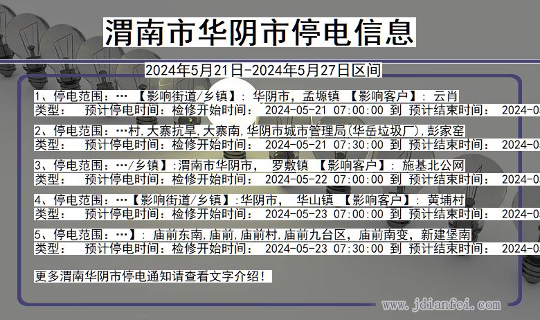 陕西省渭南华阴停电通知