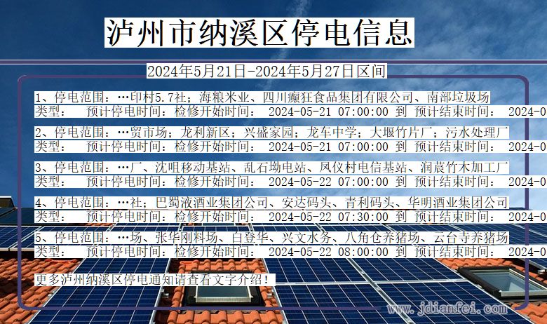 四川省泸州纳溪停电通知