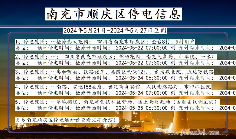四川省南充顺庆停电通知