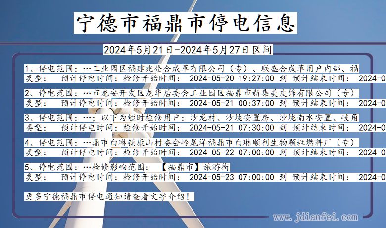 福建省宁德福鼎停电通知