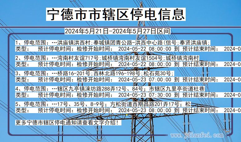 福建省宁德市辖停电通知