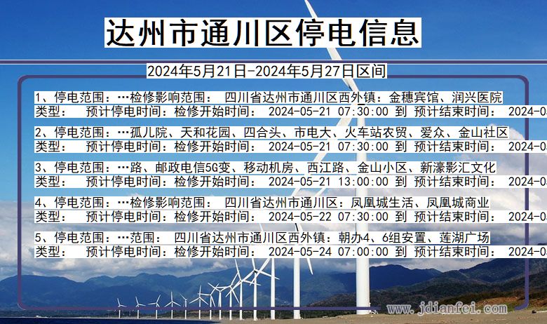 四川省达州通川停电通知