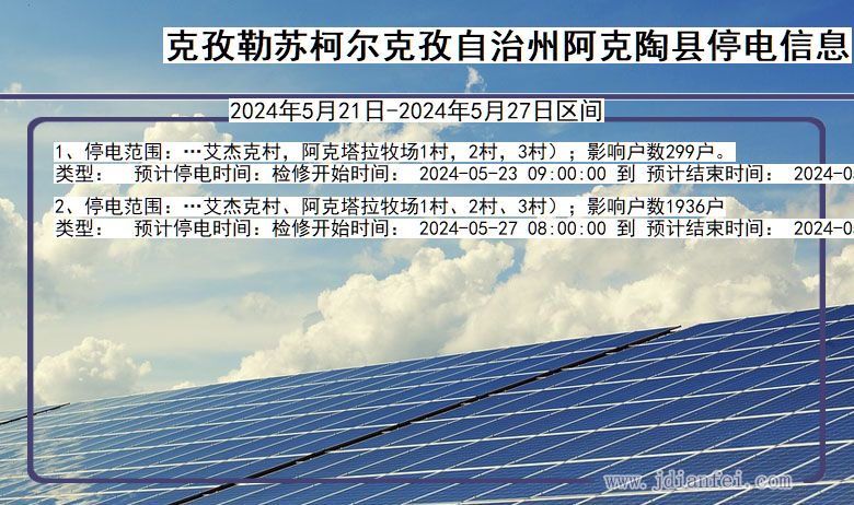 新疆维吾尔自治区克孜勒苏柯尔克孜自治州阿克陶停电通知