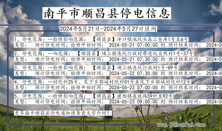 福建省南平顺昌停电通知