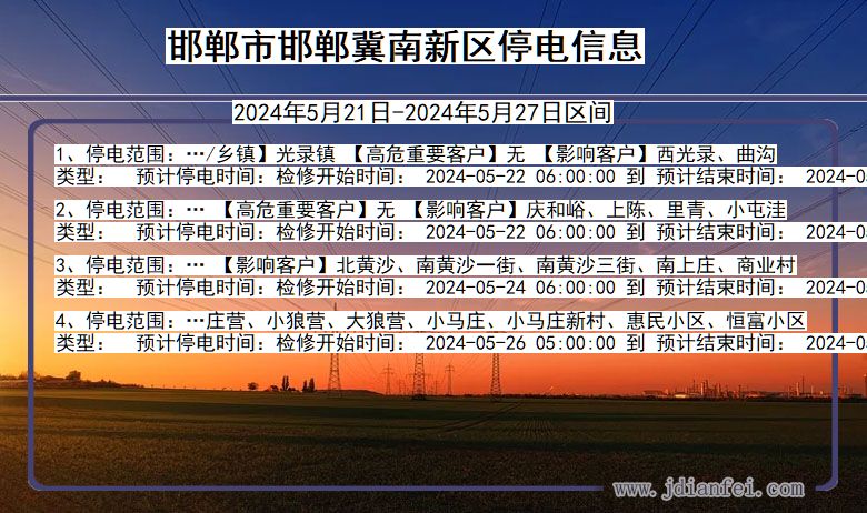 河北省邯郸邯郸冀南新停电通知