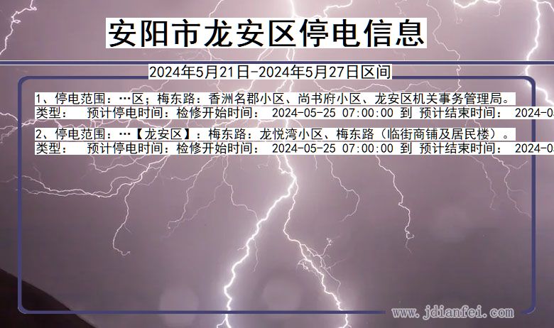 河南省安阳龙安停电通知