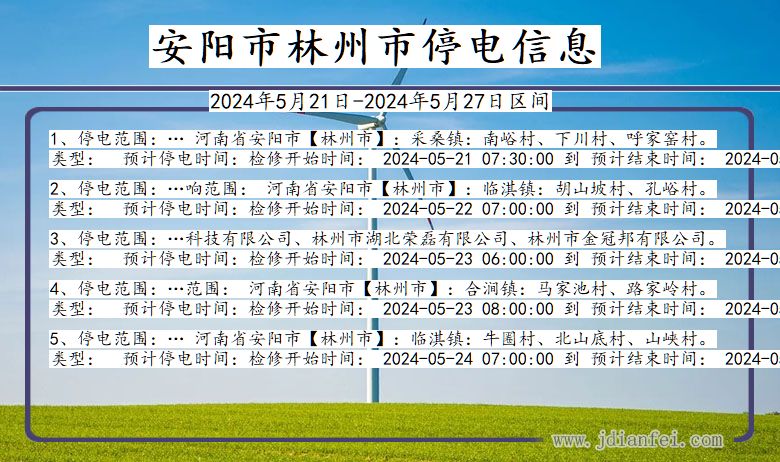 河南省安阳林州停电通知