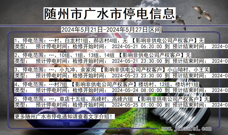 湖北省随州广水停电通知