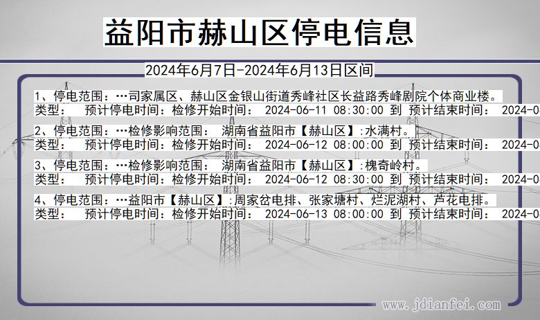 湖南省益阳赫山停电通知