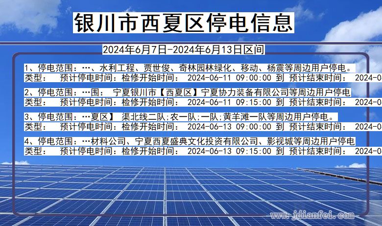 宁夏回族自治区银川西夏停电通知