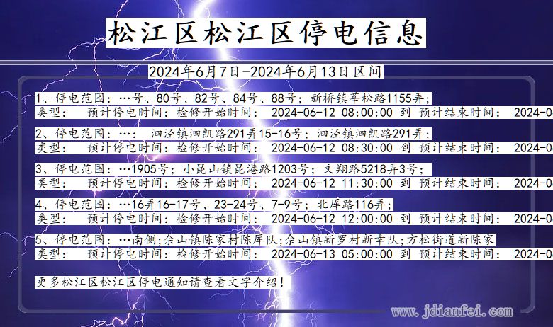 上海市松江区松江停电通知