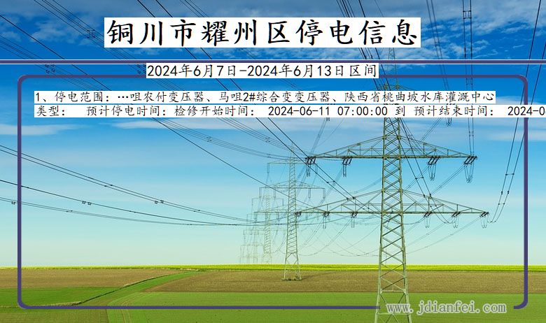 陕西省铜川耀州停电通知