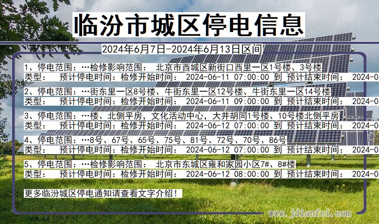 山西省临汾城区停电通知