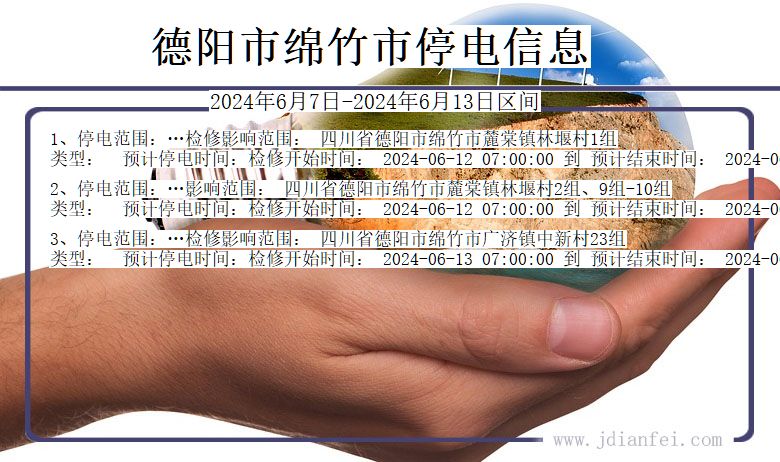 四川省德阳绵竹停电通知