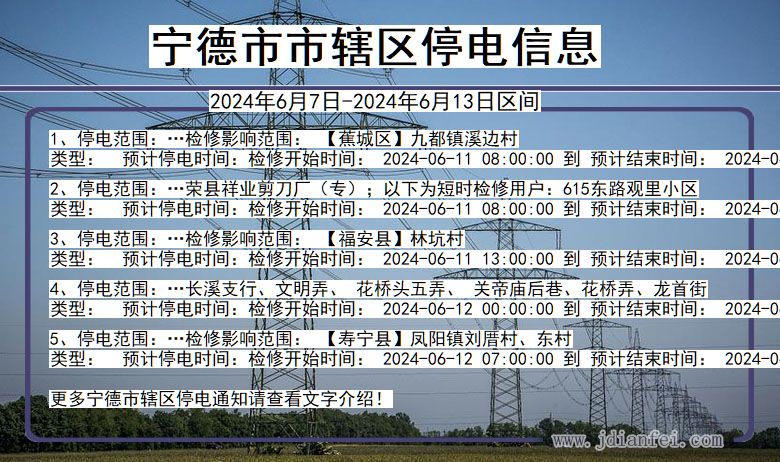 福建省宁德市辖停电通知