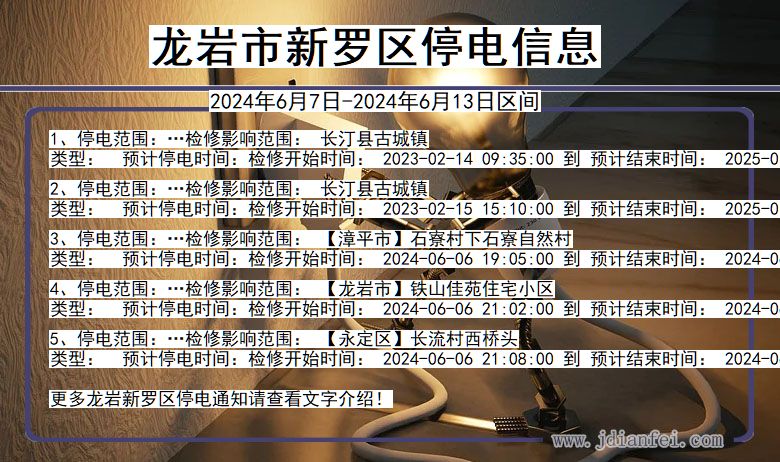 福建省龙岩新罗停电通知