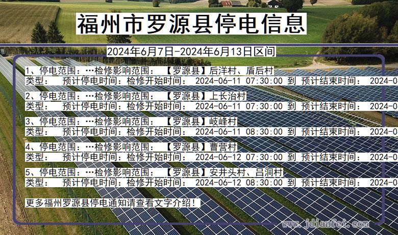 福建省福州罗源停电通知