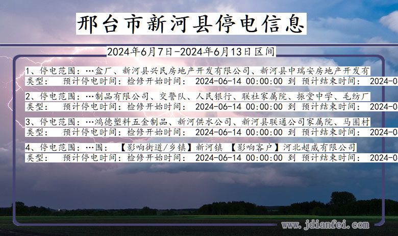 河北省邢台新河停电通知